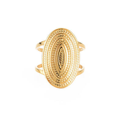 Ion Plating(IP) 304 Stainless Steel Oval Wide Open Cuff Ring for Women