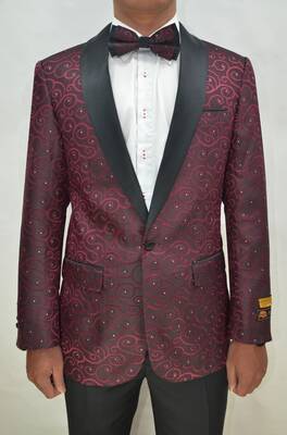 Paisley-300 Burgundy/Black - Mens Wholesale Blazers