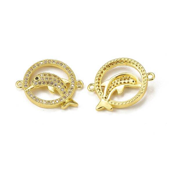 Brass Micro Pave Clear Cubic Zirconia Connector Charms