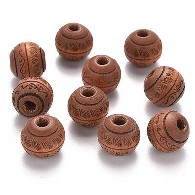 Painted Natural Wood Beads