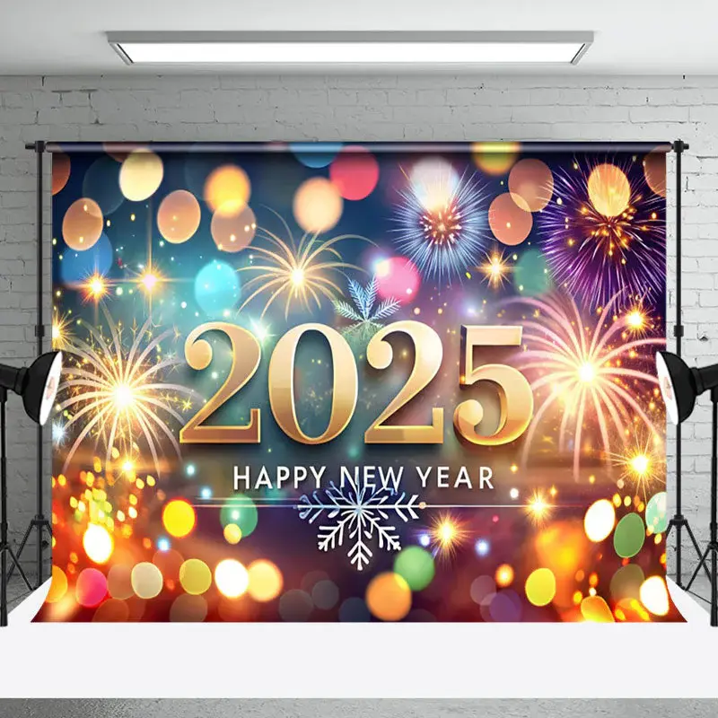 Colorful Polka Dot Snowflakes New Year Backdrop - Aperturee