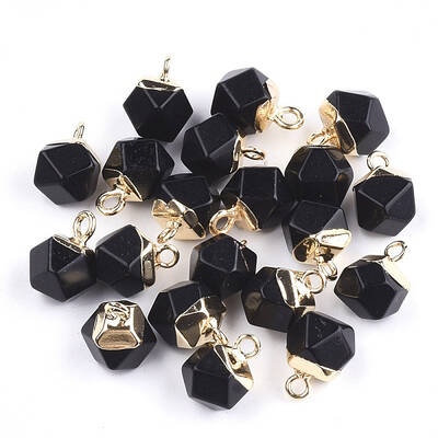 Electroplate Synthetic Black Stone Charms