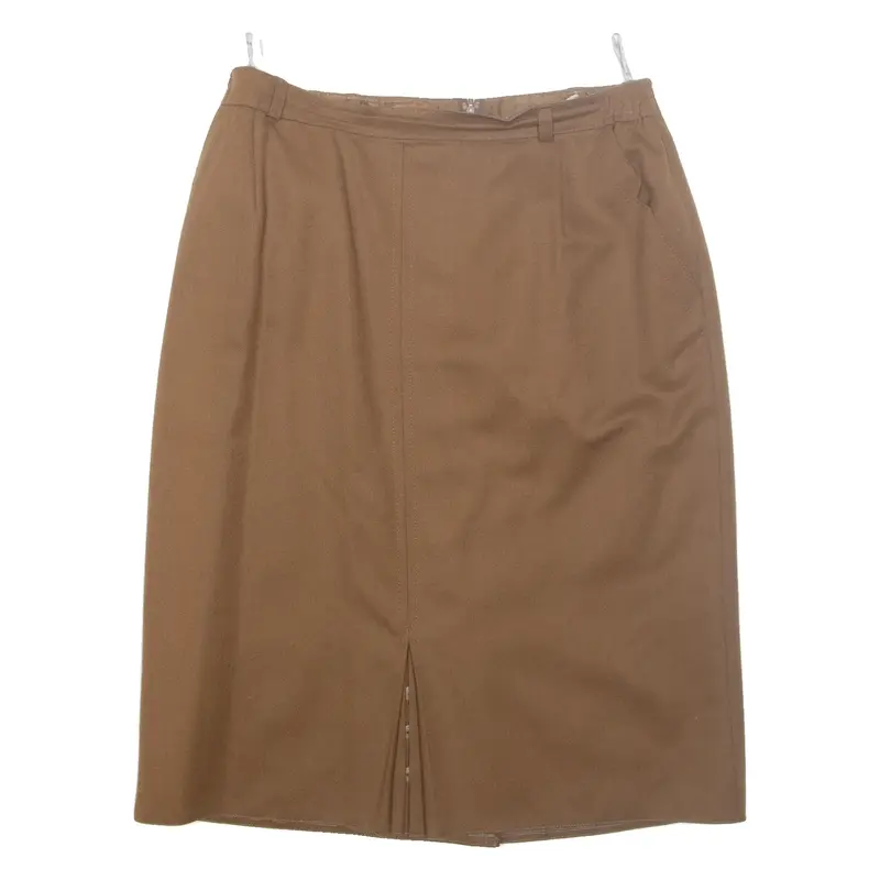 SYLBO ROCKE Womens Pencil Skirt Brown Midi Wool L