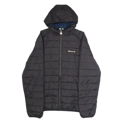 ELLESSE Mens Puffer Jacket Black Hooded XL