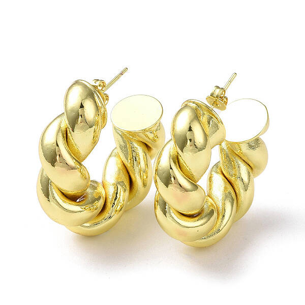 Rack Plating Brass Twist Rope Stud Earrings for Women