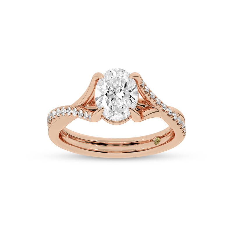 Lumen Twisted Pavé Shank Oval Lab Diamond Engagement Ring | 18K Rose Gold 3 1/4 CT. TW.