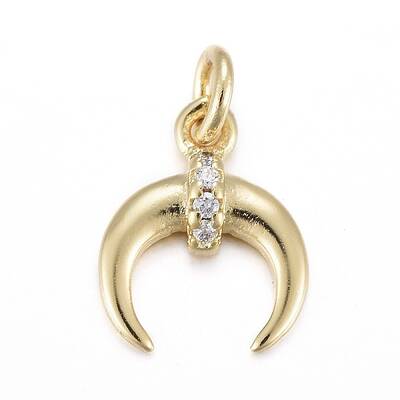 Brass Micro Pave Clear Cubic Zirconia Charms