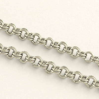 Tarnish Resistant 3.28 Feet 304 Stainless Steel Double Link Rolo Chains