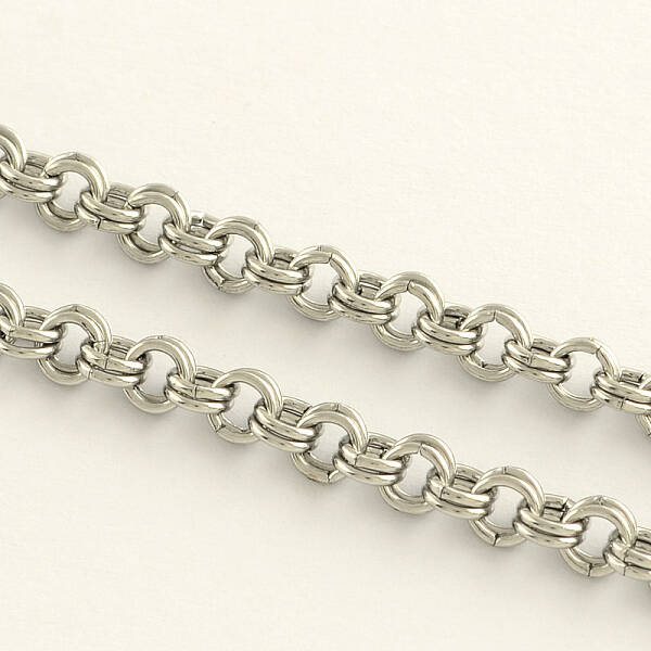 Tarnish Resistant 3.28 Feet 304 Stainless Steel Double Link Rolo Chains