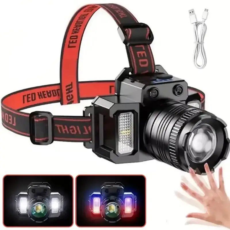 Rechargeable Headlamp 1 or 2Pack, 1500 Lumens Super Bright LED Head Lamp with 5 Modes,Adjustable Head Lights for Forehead, Lo...