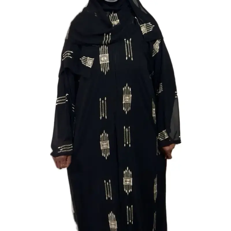 Single Shafon Open Abaya with Unique Design and Features
