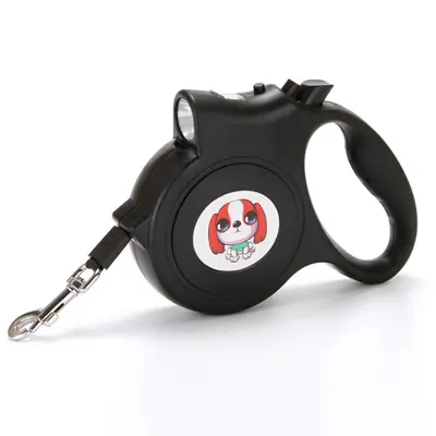 Pet Dog Rope With Light Automatic Traction Belt | Color: Black