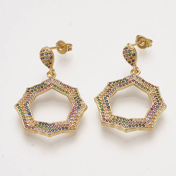 Brass Cubic Zirconia Stud Earrings