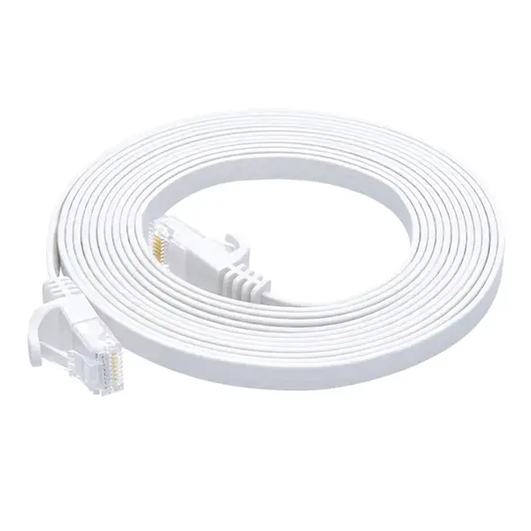 43078 Monoprice Cat6 Ethernet Patch Cable Flat FLEXboot Snagless RJ45 550MHz UTP Pure Bare Copper 30AWG 10ft White