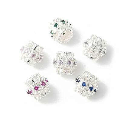 Brass Micro Pave Cubic Zirconia European Beads