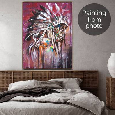 Abstract Figurative Paintings From Photo Custom Painting In Indian Style Human Art Original Portrait On Canvas Wall Decor | P...