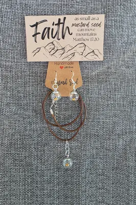 Mustard Seed Mini Glass Globe Necklace & Earring Set