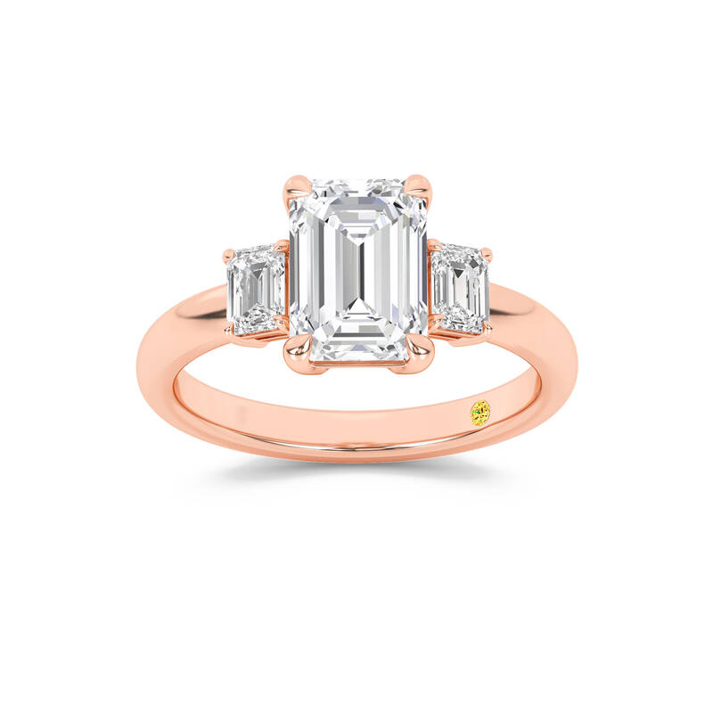 Moonbeam Three Stone Emerald Cut Lab Grown Diamond Engagement Ring | 14K Rose Gold 1 1/2 CT. TW.