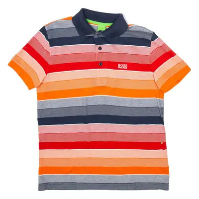 BOSS HUGO BOSS Mens Polo Shirt Orange Striped S