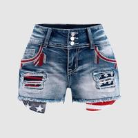 American Flag Jean Shorts Denim 4th of July outfits for women Independence Day Clothes 2025 Fourth Of July Jeans Patched Butt...