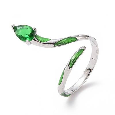 Cubic Zirconia Snake Wrap Open Cuff Ring
