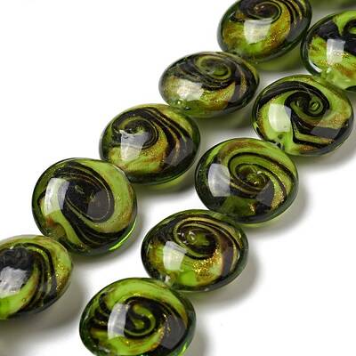 Handmade Gold Sand Lampwork Beads Strands
