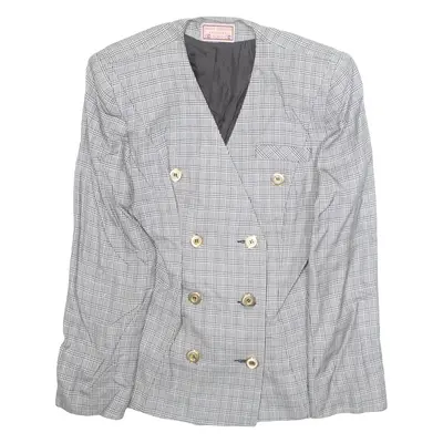 MAXI LIBERATI Womens Blazer Jacket White Viscose Plaid M