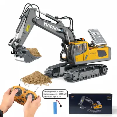 Remote Control Excavator Toy, Including 1 Remote Control Excavator Toy Car & 1 Manual & 1 Batteries & 1 Charging Cable & 1 Re...