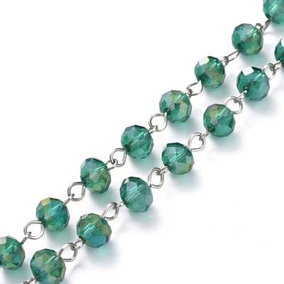 Handmade Electroplate Glass Beaded Chains