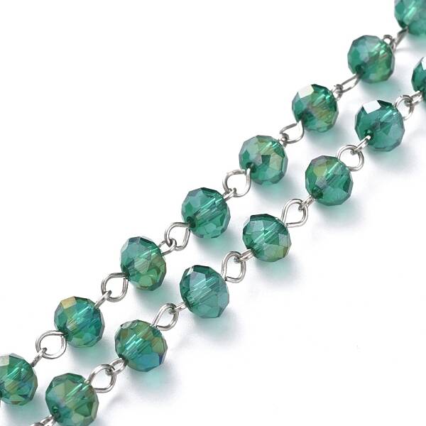 Handmade Electroplate Glass Beaded Chains