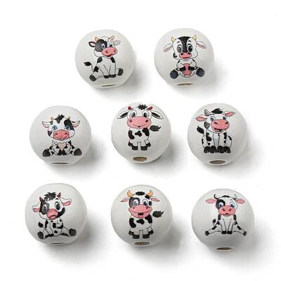 Spray Painted Natural Wood European Beads