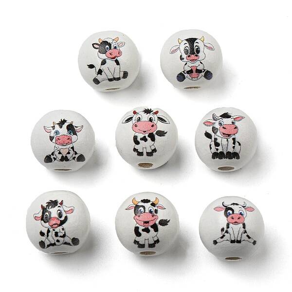 Spray Painted Natural Wood European Beads
