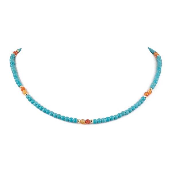 Synthetic Turquoise & Natural Carnelian Beaded Necklaces