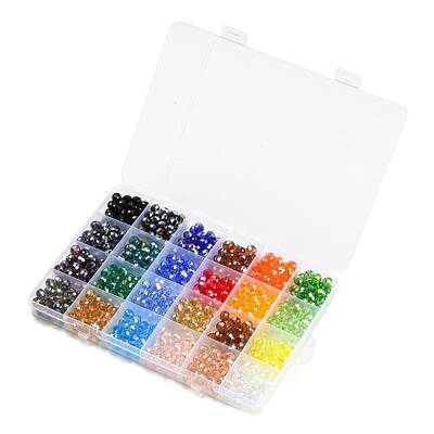1080Pcs 24 Color Transparent Glass Bead