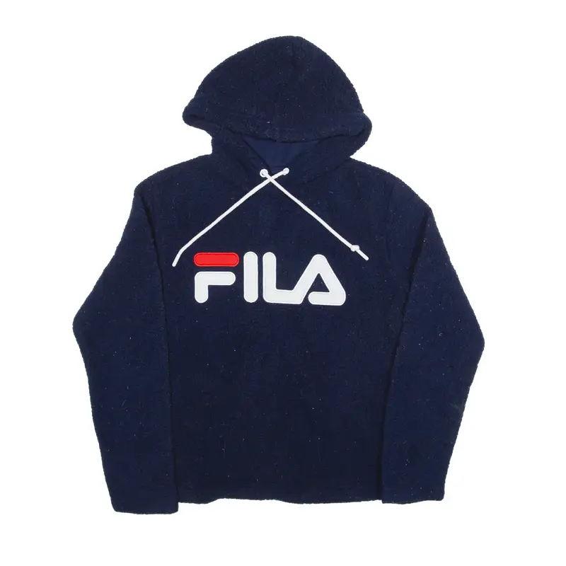 FILA Fleece Hoodie Blue Pullover Womens S