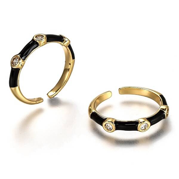 Brass Micro Pave Clear Cubic Zirconia Cuff Rings