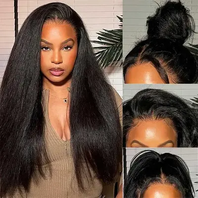 360 Lace Kinky Straight Invisi Draw String Wear Go Wig Pre-Bleached
