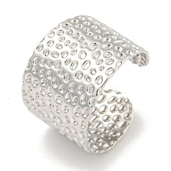 Non-Tarnish 304 Stainless Steel Textured Open Cuff Ring