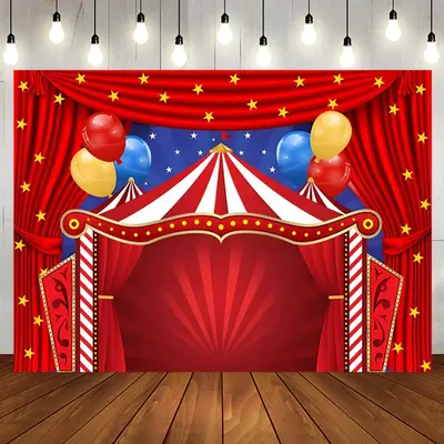 Stage Red Curtain Balloon Star Birthday Backdrop - Aperturee