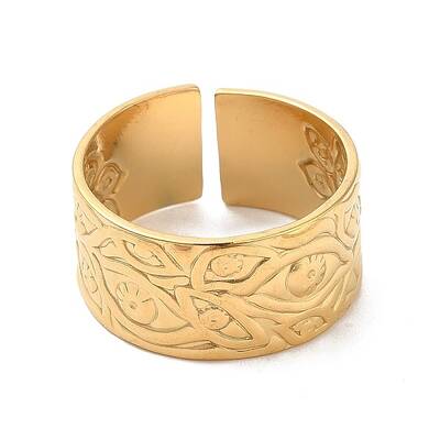 Ion Plating(IP) 304 Stainless Steel Eye Open Cuff Ring for Women