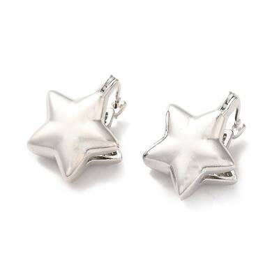 Brass Star Hoop Earrings for Women