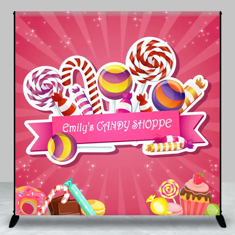 Personalized Colorful Candy Shoppe Birthday Backdrop - Aperturee