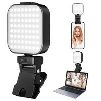 Portable LED rechargeable selfie light with front and rear clip-on cell phone light, adjustable 5 lighting modes for cell pho...