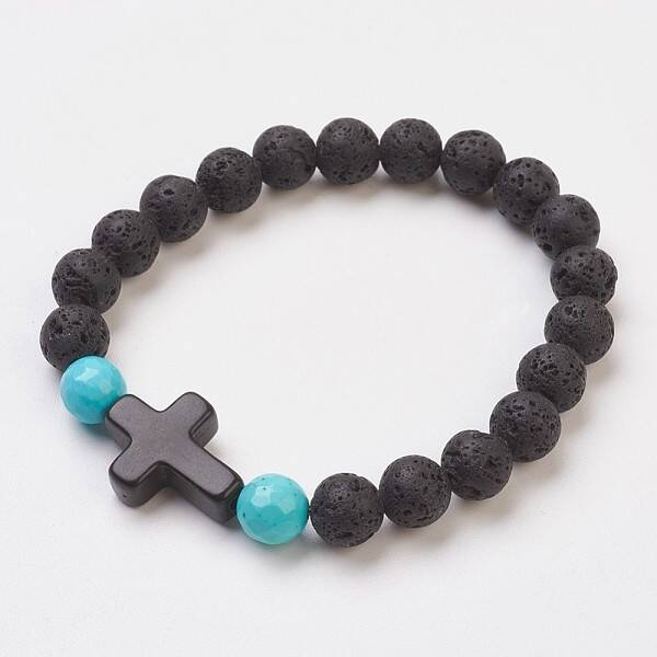 Synthetic Turquoise(Dyed) Beads Stretch Bracelets