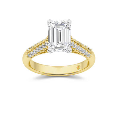 Storm Knife Edged Cathedral Emerald Cut Lab Grown Diamond Engagement Ring | 10K Yellow Gold 4 1/3 CT. TW.