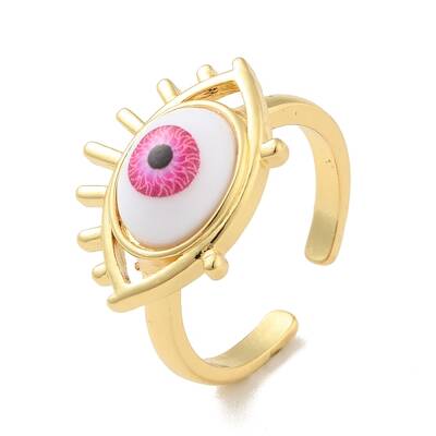 Acrylic Horse Eye Open Cuff Ring