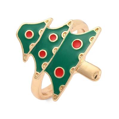 Christmas Theme Alloy Enamel Open Cuff Ring