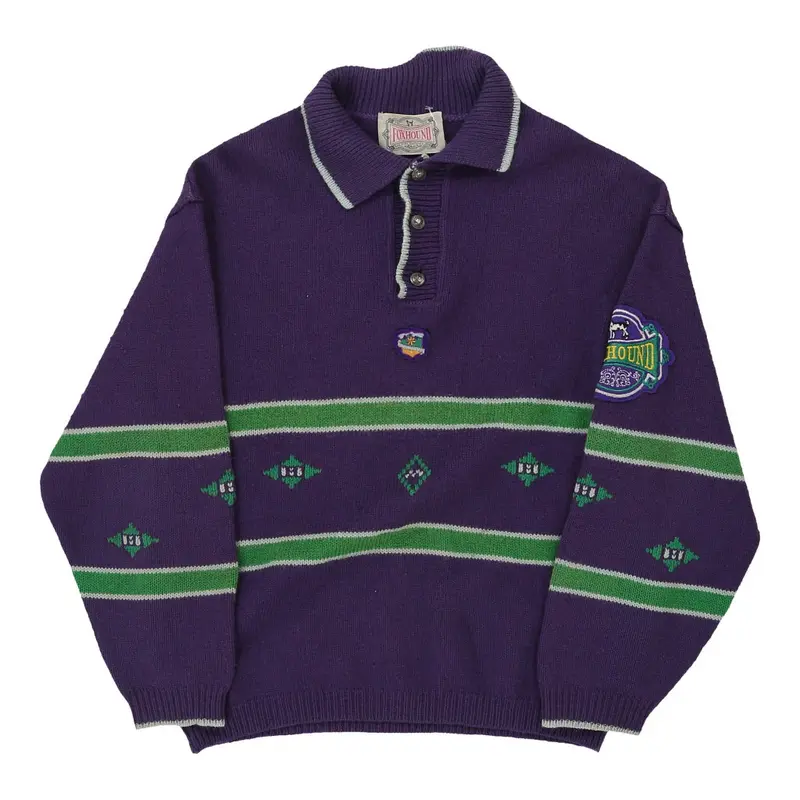 Foxhound Collared Jumper - Medium Purple Wool Blend