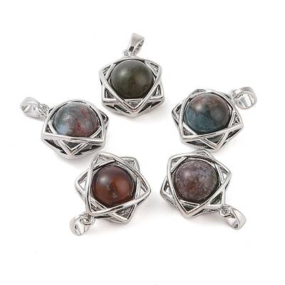 Natural Indian Agate Round Pendants