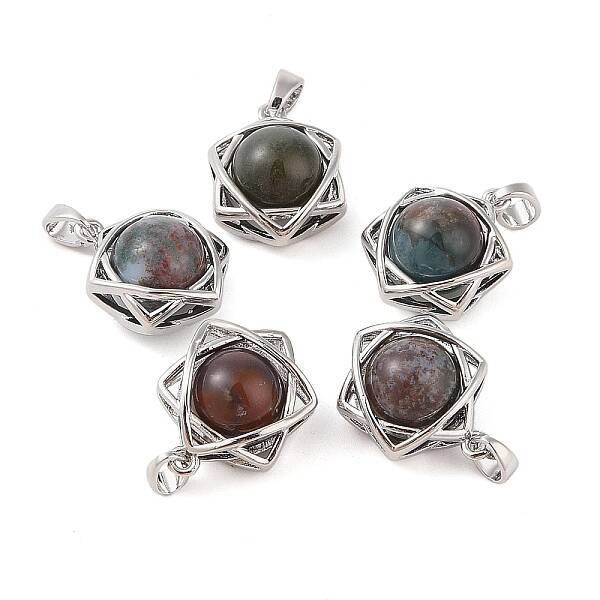 Natural Indian Agate Round Pendants